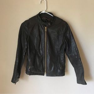Vintage Brown Leather Bomber Jacket - Talon Metal Zippers - Motorcycle jacket